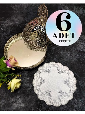 Çt Çeyizci Tekstil Sunumluk Peçete, Kokteyl Peçetesi, Kahve Yanı Sunumluk, Bardak Altlığı 6 Adet Sunum Peçetesi
