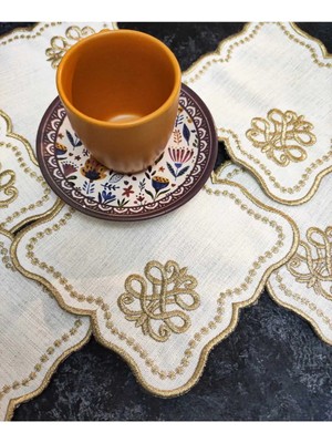 Çt Çeyizci Tekstil Sunumluk Peçete, Kokteyl Peçetesi, Kahve Yanı Sunumluk, Bardak Altlığı 6 Adet Sunum Peçetesi
