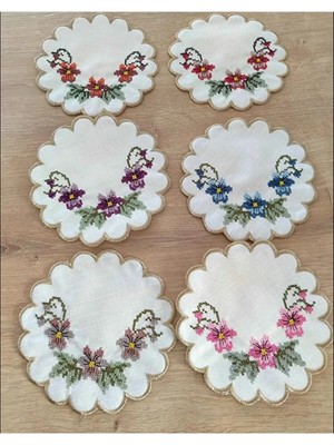 Çt Çeyizci Tekstil Sunumluk Peçete, Kokteyl Peçetesi, Kahve Yanı Sunumluk, Bardak Altlığı 6 Adet Sunum Peçetesi