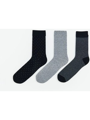 LC Waikiki Lacivert Desenli Erkek Soket Çorap 3'lü