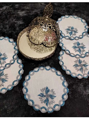 Çt Çeyizci Tekstil Sunumluk Peçete, Kokteyl Peçetesi, Kahve Yanı Sunumluk, Bardak Altlığı 6 Adet Sunum Peçetesi