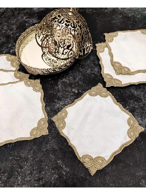 Çt Çeyizci Tekstil Sunumluk Peçete, Kokteyl Peçetesi, Kahve Yanı Sunumluk, Bardak Altlığı 6 Adet Sunum Peçetesi