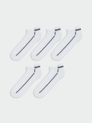 LC Waikiki Beyaz Çizgili Erkek Patik Çorap 5'li