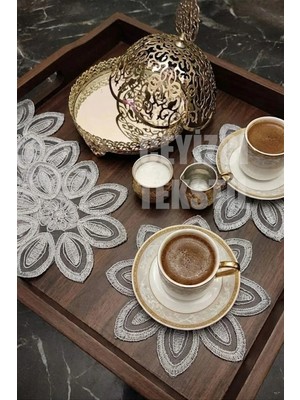 Çt Çeyizci Tekstil Sunumluk Peçete, Kokteyl Peçetesi, Kahve Yanı Sunumluk, Gri Bardak Altlığı 6 Adet Sunum Peçetesi