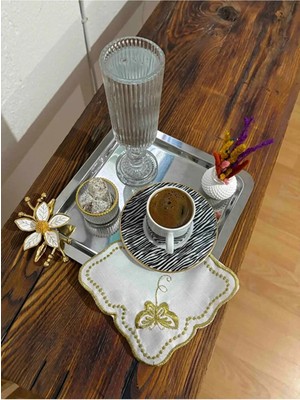 Çt Çeyizci Tekstil Sunumluk Peçete, Kokteyl Peçetesi, Kahve Yanı Sunumluk, Bardak Altlığı 6 Adet Sunum Peçetesi