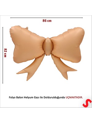 Süsle Bebek ve Parti Fiyonk Folyo Balon, 86 cm x 82 cm - Retro Karamel