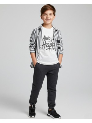 Ege Bebek Erkek Çocuk 7-14 Yaş Bayramlık Gömlekli Çelik Örme Pantalonlu 3'lü Şık Takım