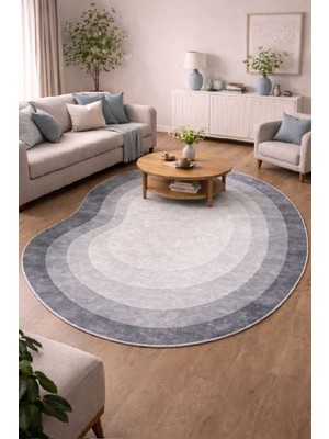 Qatalina Özel Kesim Gri Modern Halı Kaymaz Taban Makinede Yıkanabilir Leke Tutmaz Yeni Nesil Halı Q130GRİ