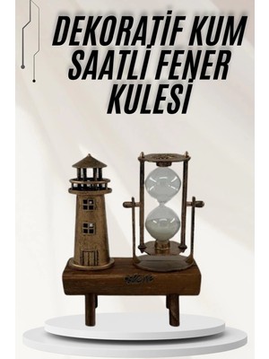 Aesco Hediyelik Eşya Retro Ahşap Deniz Feneri Kum Saati Biblo