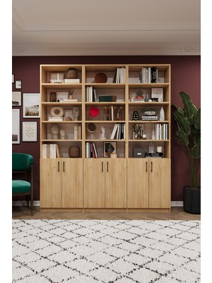 Asra Trend MDF Safir Meşe Kapaklı Kitaplık –Ayarlanabilir Raf,Ev&Ofis Modern Dekoratif Kitaplık,K-51
