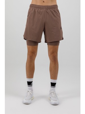 Airlife Training Crı-06 Fit Lv Orta Bel 2'si 1 Arada Taytlı Erkek Sporcu Şortu Kahverengi