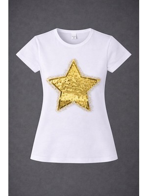 Dıgıl Kids Yıldız Motifli Pul Işlemeli Kız Çocuk T-Shirt