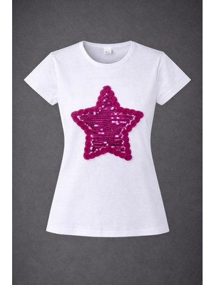 Dıgıl Kids Yıldız Motifli Pul Işlemeli Kız Çocuk T-Shirt