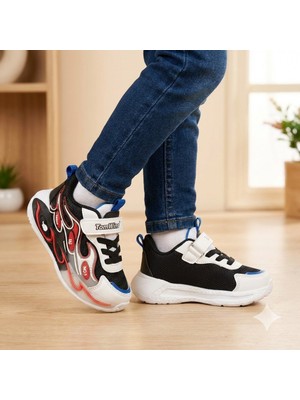 öztürk Tom Wins Cırtlı Fileli Alev Desen Günlük Hafif Çocuk Spor Ayakkabı TOM-100