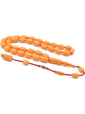 Murty99 Ahmet Emin Imzalı Badem Kesim Beyaz Sıkma Kehribar Tesbih