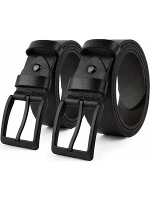 MIPEK DERI 2li 100 % Hakiki Deri Kot Kumaş Kanvas Pantolona Uyumlu Kemer