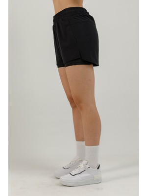 Airlife Training Srı-12 Fit Pı Orta Bel 2'si 1 Arada Taytlı Kadın Sporcu Şortu Siyah