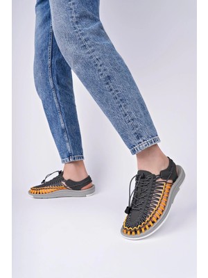 Aymood Lastikli Bağcıklı Ünisex Yaz Erkek Sandalet Kadın Terlik Dokuma Tasarım Plaj Sandaletleri Nef