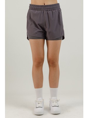 Airlife Training Srı-12 Fit Pı Orta Bel 2'si 1 Arada Taytlı Kadın Sporcu Şortu Smoked