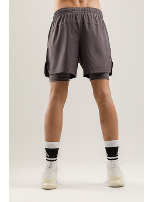 Airlife Training Crı-28 Fit Ls Orta Bel 2'si 1 Arada Taytlı Erkek Sporcu Şortu Smoked