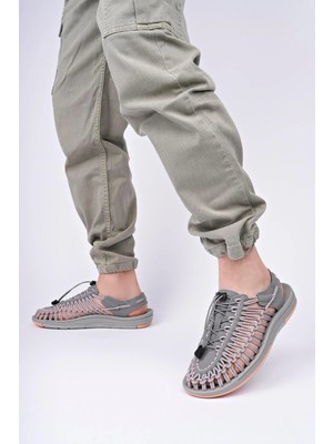 Aymood Lastikli Bağcıklı Ünisex Yaz Erkek Sandalet Kadın Terlik Dokuma Tasarım Plaj Sandaletleri Nef