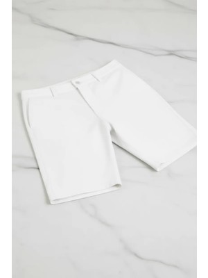 Hlt Jeans Erkek Beyaz Esnek Likralı Kot Jean Şort Hlthe001951bz 5 Cepli Rahat Kesim