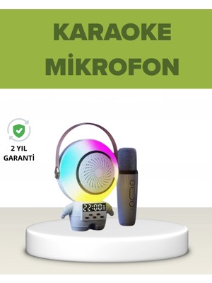 Belle Fusion Mey Ithalat® Astronot Tasarımlı Bluetooth Speaker ve Kablosuz Mikrofon Karaoke Seti