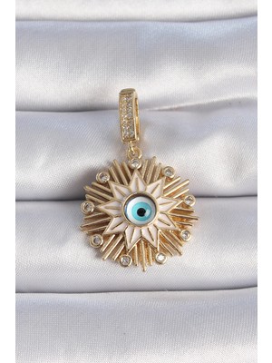 Belle Fusion Mey Ithalat® Pirinç Gold Renk Nazar Boncuklu Saçaklı Yıldız Figür Ajda Charm