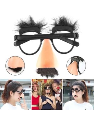 Aesco Eğlenceli Kılık Değiştirme Kaş Bıyık Mizah Gözlüğü 9X13 cm