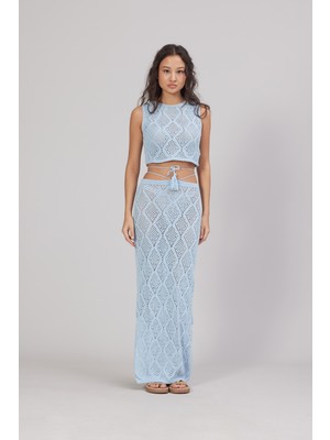 Nisan Triko Püskül Detaylı Etekli Triko Takım