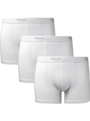 Kom Modal-Pamuk 3 Lü Erkek Nttight Boxer Beyaz