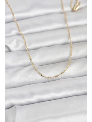 Belle Fusion Mey Ithalat® cm 14K Gold Renk Burgu Model 60 cm Kadın Kolye