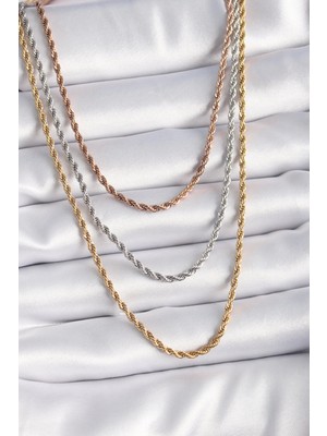 Belle Fusion Mey Ithalat® 316L Çelik Mix Renk Burgu Zincir Model Kadın Kolye