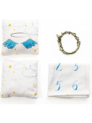 Küçük Meleğinize Erkek Bebek Doğum Hediyesi Fotoğraf Battaniyesi Seti Aylık Çekim