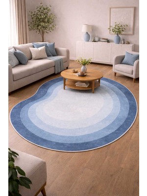 Qatalina Özel Kesim Mavi Modern Halı Kaymaz Taban Makinede Yıkanabilir Leke Tutmaz Yeni Nesil Halı 130MAVİ