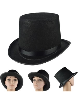 Aesco Yetişkin Boy Siyah Renk Keçe Sihirbaz Fötr Şapka