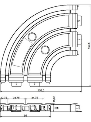 Yapımaks Korniş Perde Rayı, 3'lü Dönüş 90 Derece, Beyaz