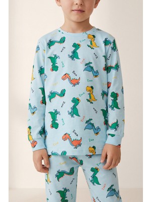 Erkek Çocuk Dinozor Desenli Pijama Takımı