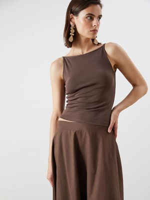 LC Waikiki Kahverengi Halter Yaka Modal Karışımlı Kadın Atlet