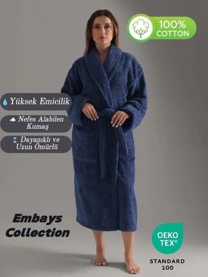 Embays Collection Bukle Bornoz, Şal Yaka Bornoz ,%100 Pamuklu Kadın / Erkek Unisex Bornoz