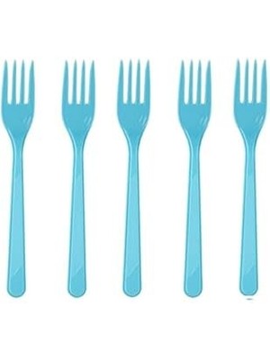 Mavi Plastik Çatal 18 Cm-25 Adet