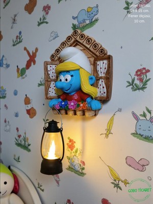 Goboticaret Fenerli Şirine Figürlü Pilli Duvar Dekoru Süsü - Hediyelik Gece Lambası 18X15 cm Siyah Fener