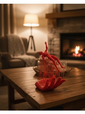 Butik Mey Ithalat® 3D El Formlu Insan Figürü Kırmızı Modern Soyut Dekoratif Biblo 12X18 cm