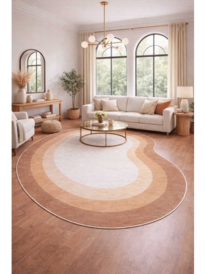 Qatalina Özel Kesim Kahverengi Modern Halı Kaymaz Taban Makinede Yıkanabilir Leke Tutmaz Yeni Nesil Q130KAHVE