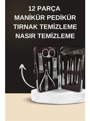 Aesco Elektrikli Manikür Pedikür Seti Ikili Set 12 Parça Tırnak Bakımı Törpü Protez Çıkarma