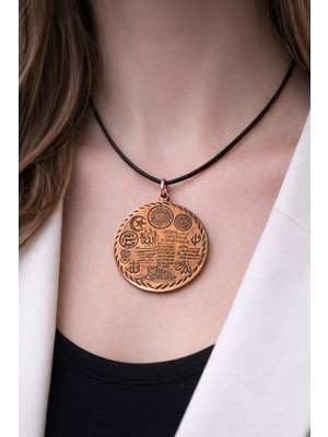 Herşey Nota Bakır Kolye Ucu Bakır Zırh Kolye Siyah Ipli Celcelütiye 4 Kul Duası Hilyei Şerif Ebcet Mührü Şerif Ismi Azam %100 Bakır