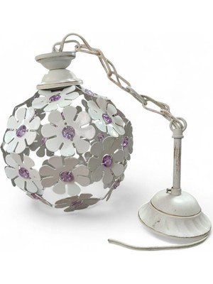 Genel E27 Duylu Papataya Taşlı Tekli Avize Küçük Boy