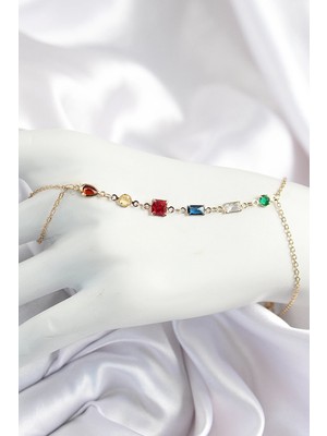 Belle Fusion Mey Ithalat® Pirinç Renkli Zirkon Taşlı Y Model Gold Renk Kadın Şahmeran