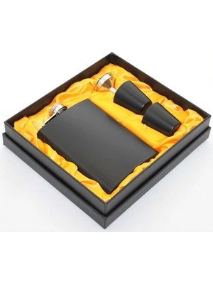 Aesco Paslanmaz Çelik 2 Shot Bardaklı Matara Seti Siyah Renk