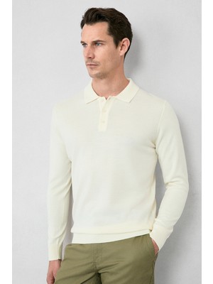 Kiğılı Polo Yaka Düğmeli Regular Fit Sıcak Tutan Yünlü Triko Kazak